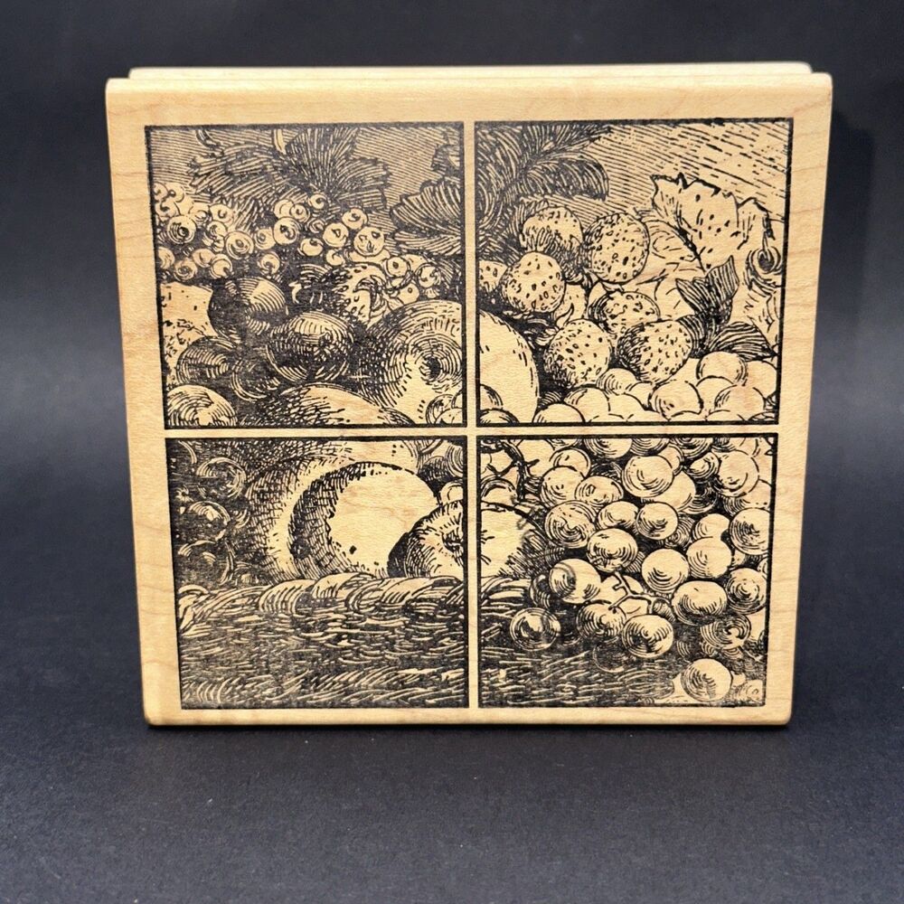 MAGENTA 09166P STILL LIFE 4 FRAMES FRUIT RUBBER STAMP WOOD MOUNT EUC L260